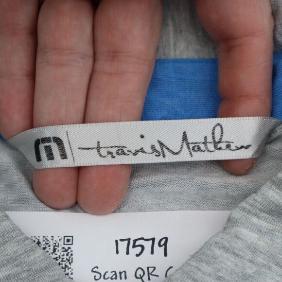 Travis Mathew Shirt Mens M Gray Short Sleeve Button Embroidered Logo Knit Polo - Picture 2 of 16